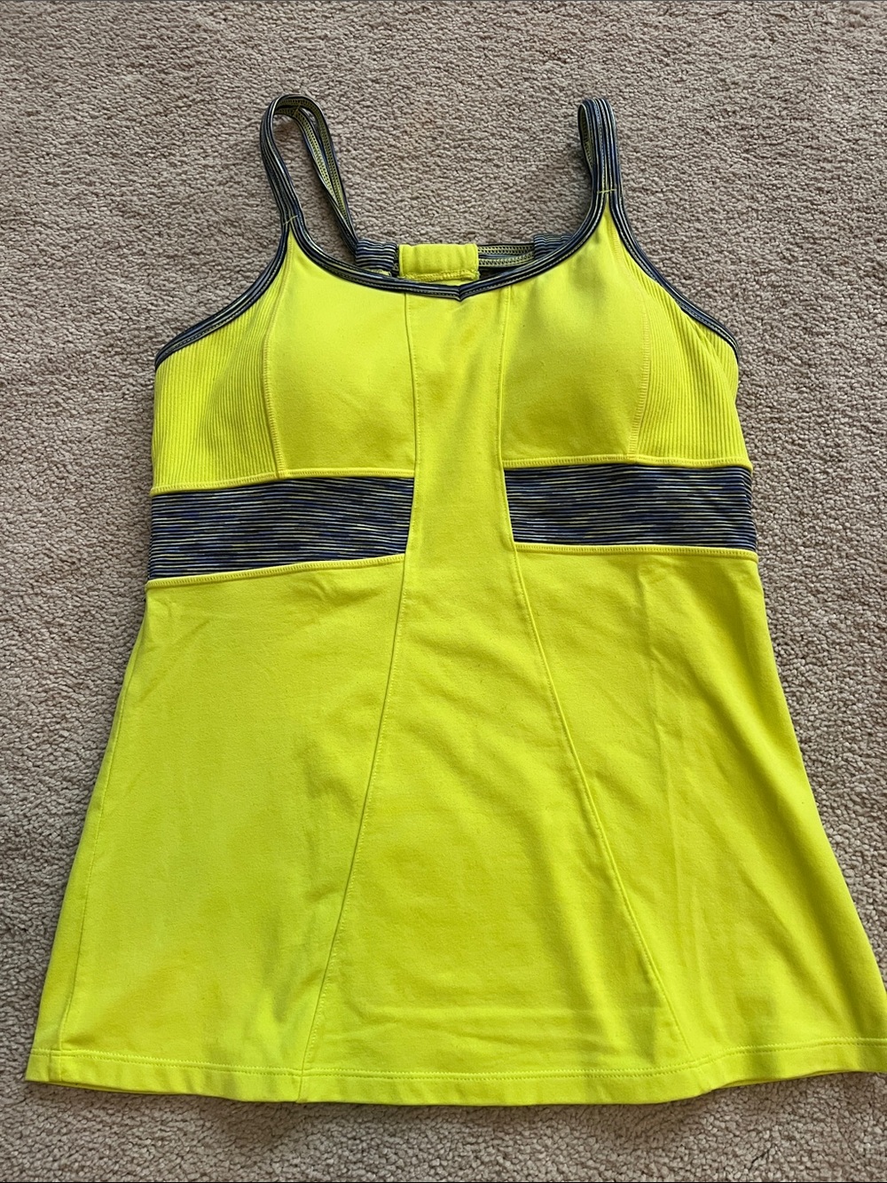 Athleta PRASADA Fitted Yoga Neon Yellow Tank with Shelf Bra-size Medium, EUC